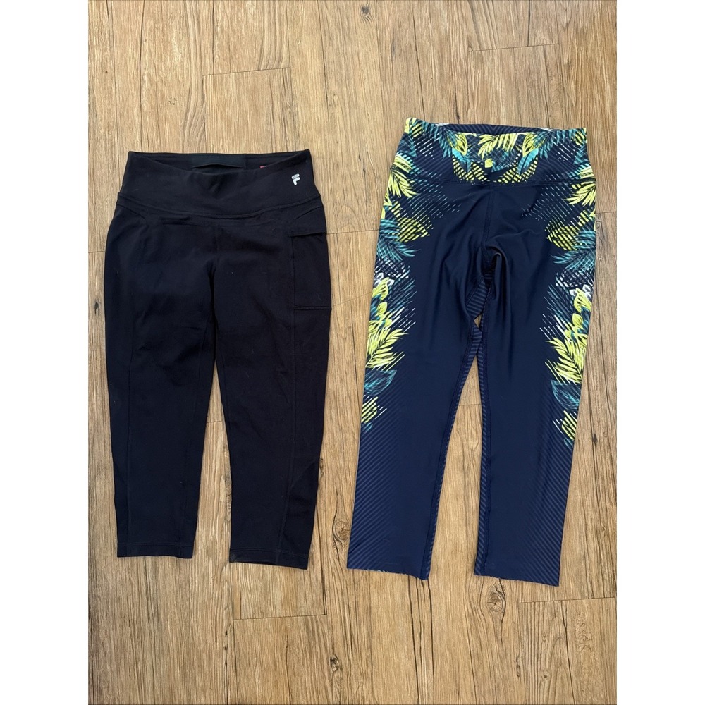 Fila Sport Active Wear Leggings Size Small Lot Of 2 Crop Ankle Black Colorful